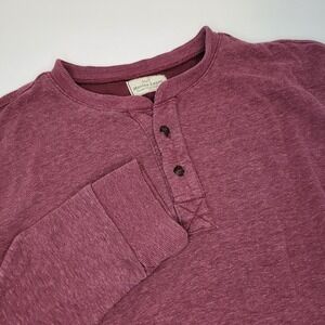 Marine Layer Mens Long Sleeve Henley Shirt Size‎ XL Maroon Pullover 1/4 Button